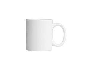 white cup for tea or coffee on isolated white background close up