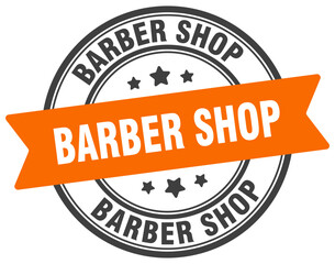 barber shop stamp. barber shop label on transparent background. round sign