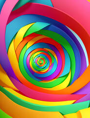 Obraz premium abstract background wallpaper style spiral vortex made up of paper cut out with rainbow colors and 3d perspective and copy space 