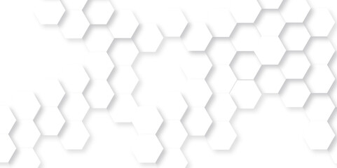 Fototapeta premium Background with hexagons . Abstract background with lines . white texture background . hexagon abstract background. Surface polygon pattern with glowing hexagon paper texture and futuristic business.