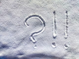 Question Mark Drawn in Fresh Snow on a Winter Morning