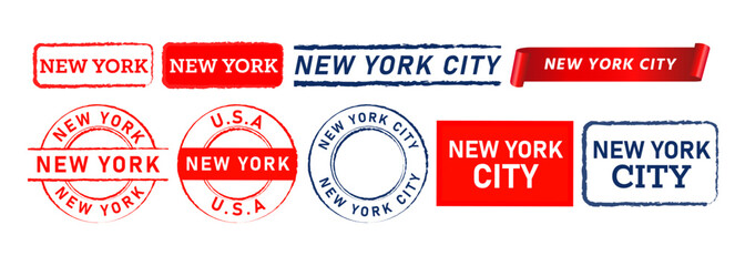 new york rubber stamp and ribbon label sticker for urban city america