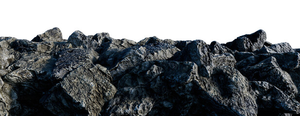 Weathered black rocks with textured surface