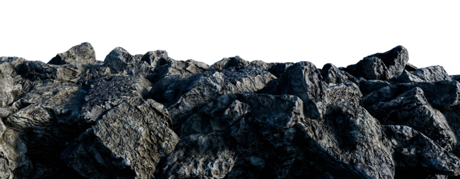 Weathered black rocks with textured surface