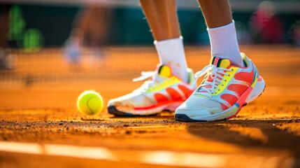 Fototapeta premium Close-Up of Tennis Shoes on the Court: Action, Sport, Competition, 4K HD Wallpaper