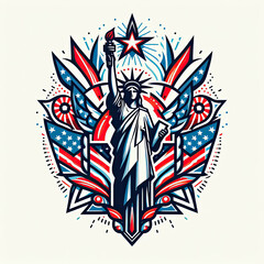 4th of July Independence Day of America logo and background