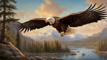 Obraz premium Explore the Bald Eagle's journey from endangered species to a symbol of conservation success