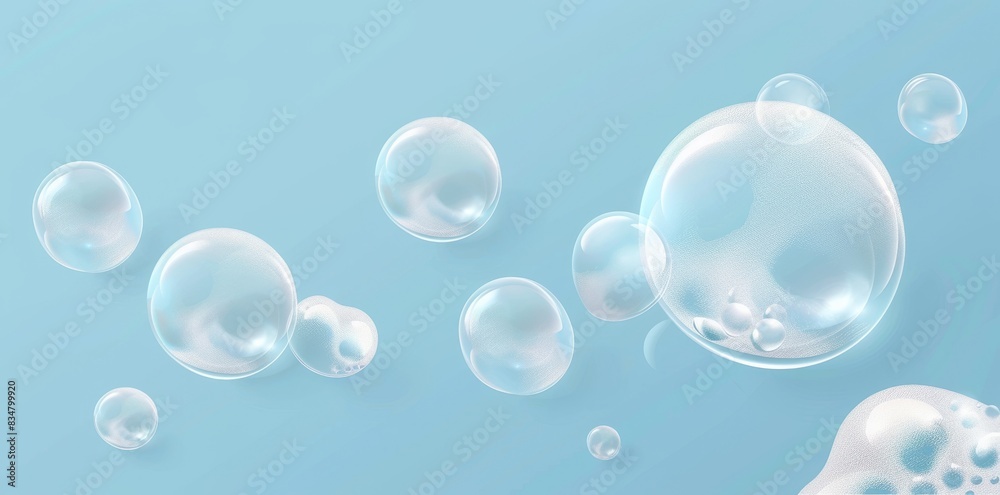 Poster the top view of shampoo, gel or facial mousse lather isolated on a transparent background. realistic