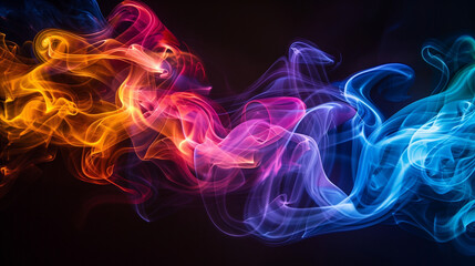 Fototapeta premium Vibrant Swirls of Colorful Smoke on a Dark Background