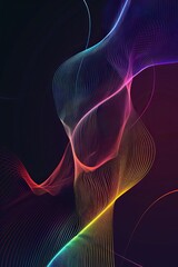 Fototapeta premium colorful spiral sound wave rhythm line dynamic abstract on black background