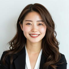Fototapeta premium Professional Young Woman Smiling in Business Attire