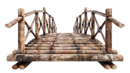 Rustic wooden arch bridge, cut out