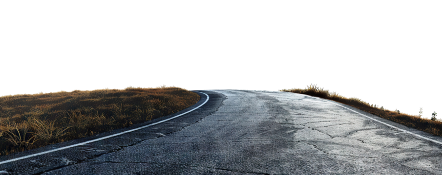 Desolate winding road, cut out - Powered by Adobe