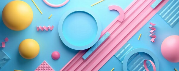 Blue and Pink Geometric Shapes