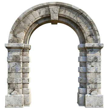 Ancient stone archway with weathered stones, cut out