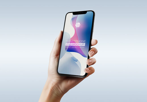 Isolated Mobile Phone Mockup in Woman Hand. Generative Ai