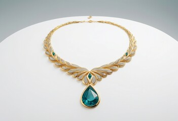 thin and attractive gold necklace design, isolated white background, 
