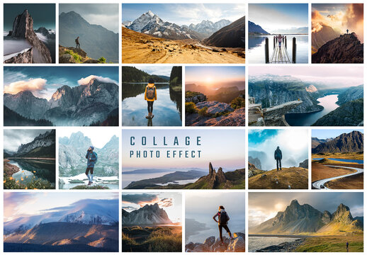 Photo Collage Frame Effect Mockup