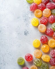 Jelly candies on the background with copy space