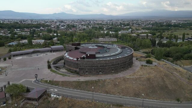 Imperial Russian Black Fortress Sev Berd on hilltop in Gyumri, Armenia