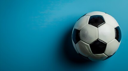 Fototapeta premium Soccer Ball on Blue Background A Vision of Pure Sport