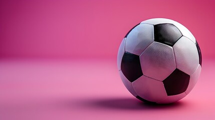 Obraz premium Soccer Ball on Vibrant Magenta Background A Vivid Symbol of the Beautiful Game