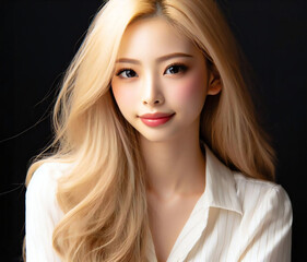 白いブラウスの美女