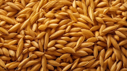 Obraz premium Close-Up View of Golden Wheat Kernels, wallpaper style concept 