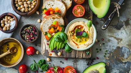 mouthwatering array of bread slices arranged food pattern showing background