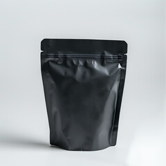 mock up black standing pouch, with white background, Ai generated Images