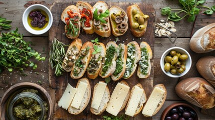 mouthwatering array of bread slices arranged background food lunch
