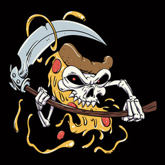 Pizza Slice Grim Reaper Vector Illustration