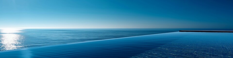 Obraz premium Minimalist Infinity Pool Overlooking Ocean Horizon