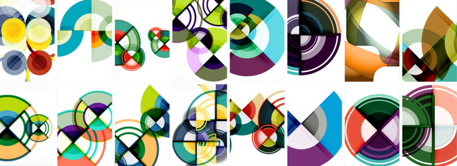 Set of trendy colorful circle geometric posters or abstract backgrounds. Vector Illustration For Wallpaper, Banner, Background, Card, Book Illustration, landing page
