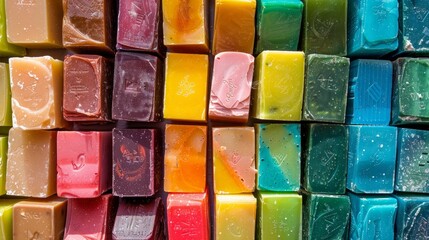 Homemade soaps. Variety of colorful handmade soap bars