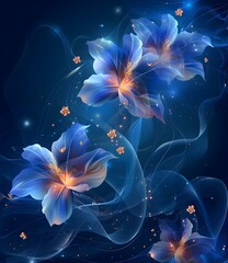Obraz premium Blue flower art illustration