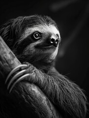 Fototapeta premium a black and white photo of a baby slotty bear