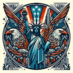 Obraz premium 4th of July Independence Day of America logo and background
