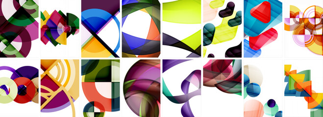 Set of trendy colorful circle geometric posters or abstract backgrounds. Vector Illustration For Wallpaper, Banner, Background, Card, Book Illustration, landing page