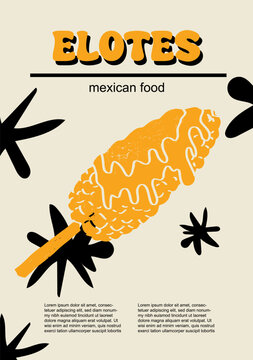 Mexican food set vector illustration. Engraved elotes, bundle of traditional dishes, homemade and restaurant dinner dishes and sauces cooking in cuisine of Mexico