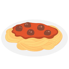 italian spaghetti with meatballs icon, cartoon style