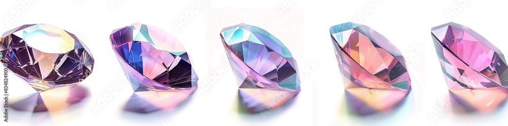 Poster transparent reflective cubes made of 3d glass. colorful iridescent square block with prismatic figur