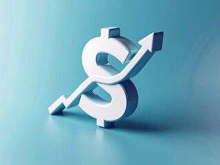 Close up of white dollar sign with up arrow