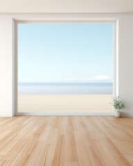 Fototapeta premium 3d rendering of The view of the beach from the living room window