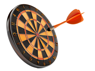 a dart board with a dart in the center