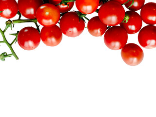 Fresh red cherry tomatoes with white background, vegetable, vegan food, raw material, wallpaper, organic food business concept