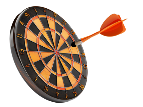 a dart board with a dart in the center