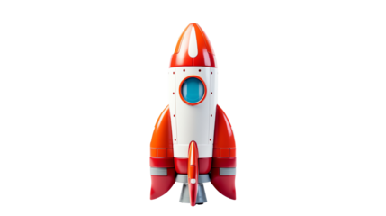 a toy rocket on a white background