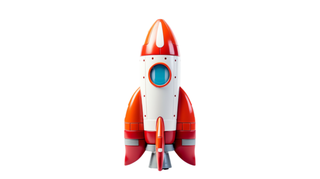 a toy rocket on a white background
