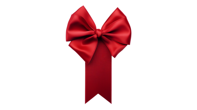 a red bow with a ribbon
